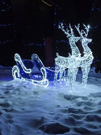 Световая композиция Олени в упряжке с санями